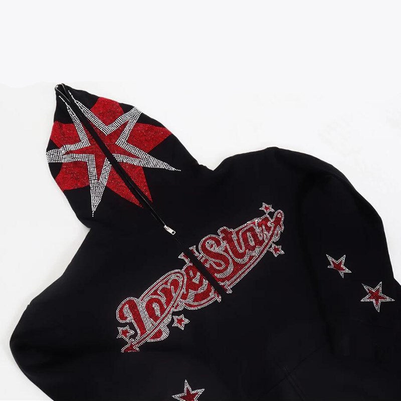 Five-pointed Star Zipper Hooded