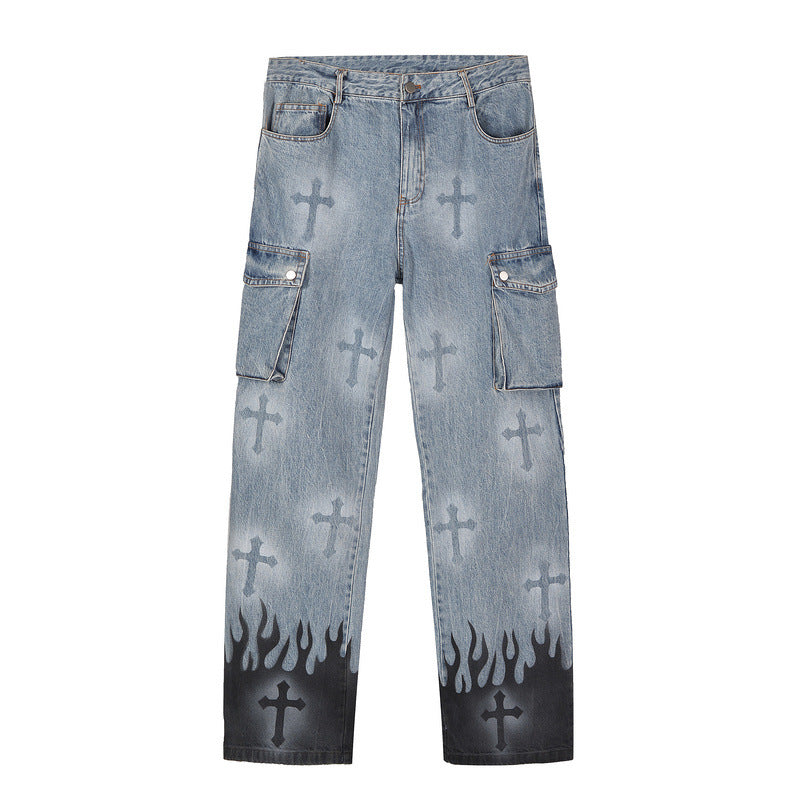 Trendy Cross Graffiti  Jeans