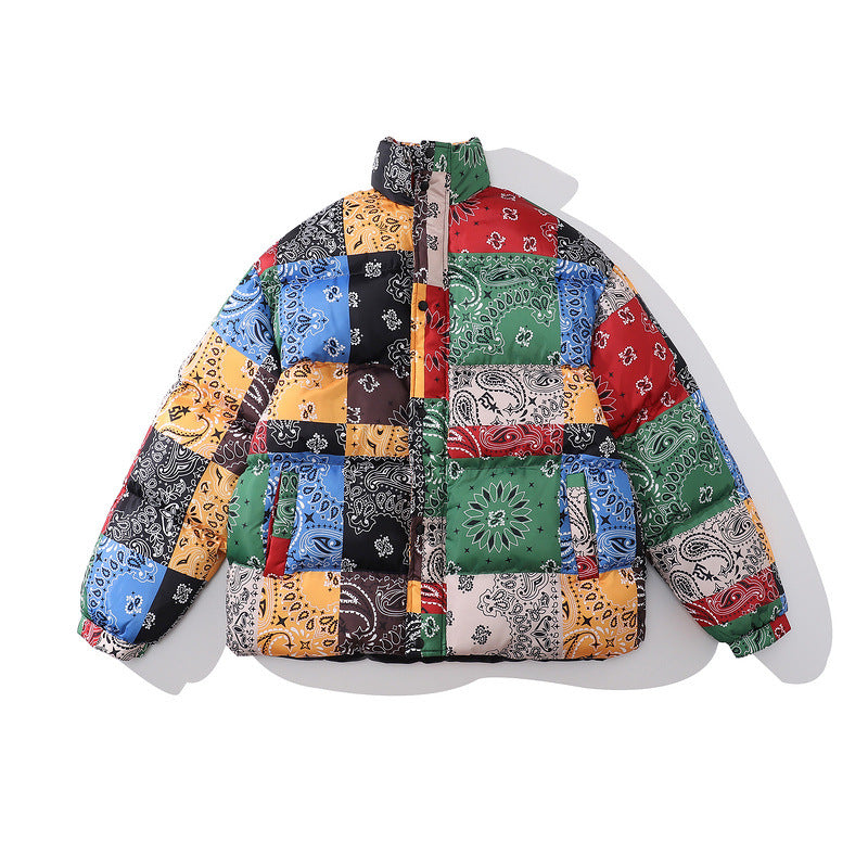 Color-blocking Thick Bread Puffer Jackets